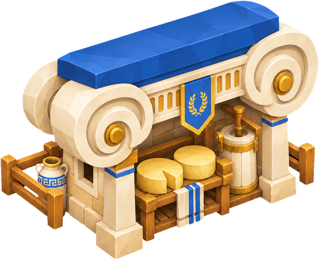 Dairy · Greece. Original greece era building artwork. Artwork existence does not establish its unlock or availability in a released build.