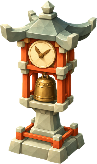 Village clock · Japan. Original japan era building artwork. Artwork existence does not establish its unlock or availability in a released build.