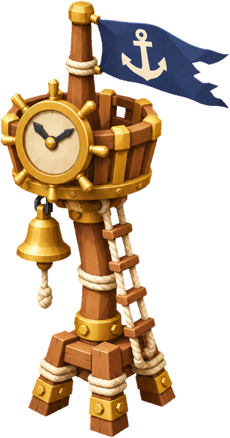 Village clock · Pirates. Original pirates era building artwork. Artwork existence does not establish its unlock or availability in a released build.