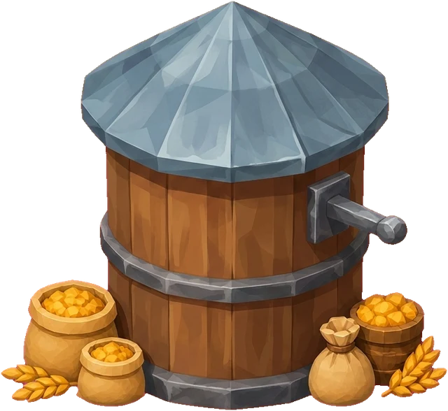 Silo · Medieval. Isometric medieval silo artwork.