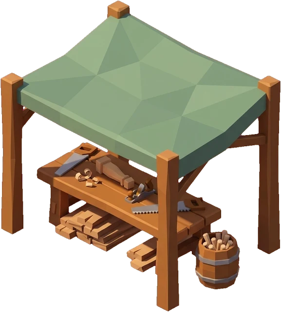 Workbench · Medieval. Isometric medieval workbench artwork.