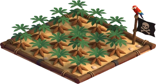 Cassava ready to harvest. Isometric cassava crop artwork at the harvest-ready stage.
