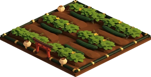 Cucumber ready to harvest. Isometric cucumber crop artwork at the harvest-ready stage.