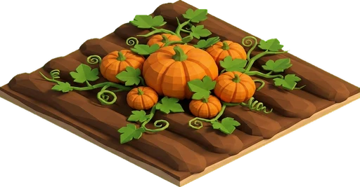 Melon ready to harvest. Isometric melon crop artwork at the harvest-ready stage.