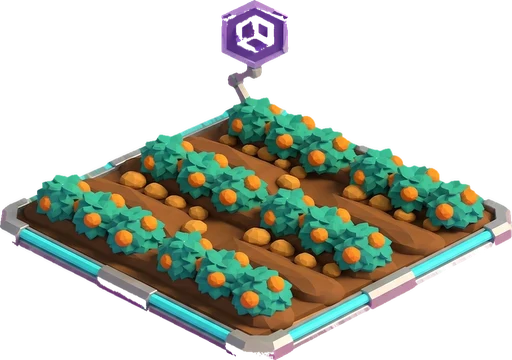 Orange ready to harvest. Isometric orange crop artwork at the harvest-ready stage.