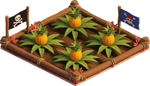Pineapple ready to harvest. Isometric pineapple crop artwork at the harvest-ready stage.