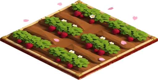 Strawberry ready to harvest. Isometric strawberry crop artwork at the harvest-ready stage.