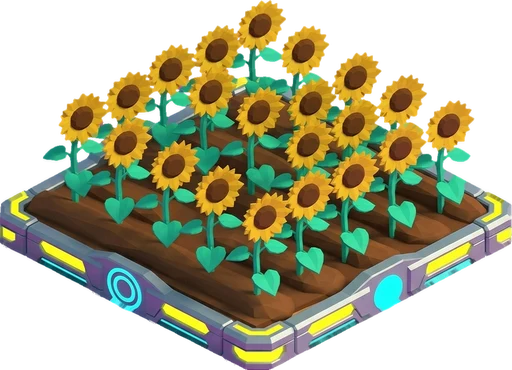 Sunflower ready to harvest. Isometric sunflower crop artwork at the harvest-ready stage.