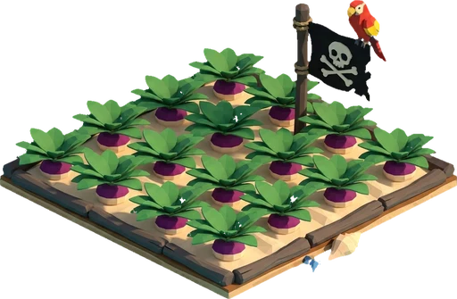 Turnip ready to harvest. Isometric turnip crop artwork at the harvest-ready stage.