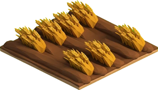 Wheat ready to harvest. Isometric wheat crop artwork at the harvest-ready stage.
