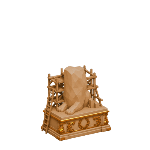 Statue A1 · s05. Deck monument visual, construction stage s05. These are distinct visual stages, not a claim about a fixed number of reviews.