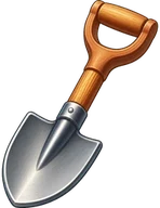 Shovel. Original shovel game item, on a transparent background.