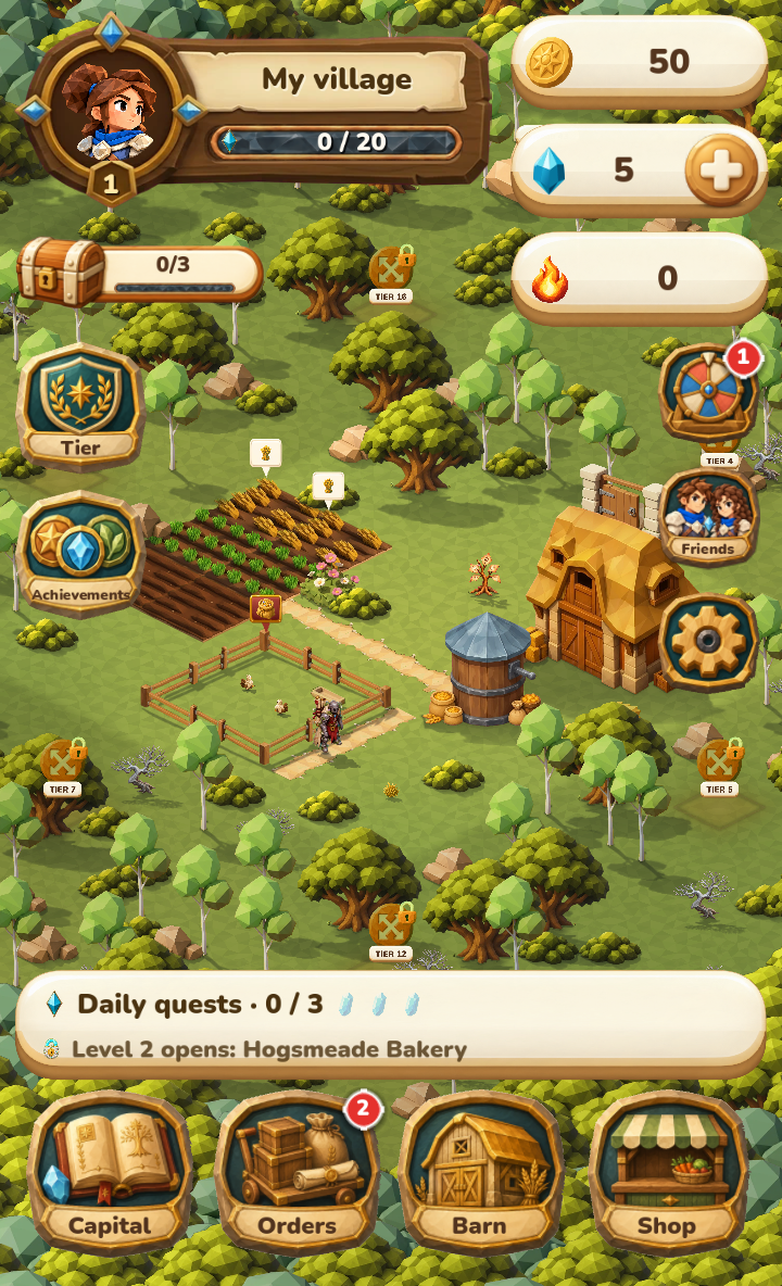 Village in portrait. The native village rendered in a narrow portrait window on Mac.